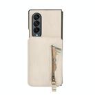 For Samsung Galaxy Z Fold3 5G Zipper Wallet Split MagSafe Leather Back Phone Case(White) - 2
