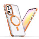 For Samsung Galaxy A36 5G Dual-Color Clear Acrylic Hybrid TPU MagSafe Phone Case(Orange) - 1