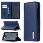 For Xiaomi Redmi Note 9 Pro 2 in 1 Detachable Magnetic Horizontal Flip Genuine Leather Case with Holder & Card Slots & Wallet(Blue) - 1