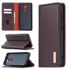 For Xiaomi Redmi Note 9 2 in 1 Detachable Magnetic Horizontal Flip Genuine Leather Case with Holder & Card Slots & Wallet(Dark Brown) - 1