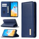 For Huawei P40 2 in 1 Detachable Magnetic Horizontal Flip Genuine Leather Case with Holder & Card Slots & Wallet(Blue) - 1