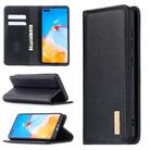 For Huawei P40 2 in 1 Detachable Magnetic Horizontal Flip Genuine Leather Case with Holder & Card Slots & Wallet(Black) - 1