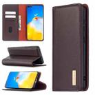 For Huawei P40 Pro 2 in 1 Detachable Magnetic Horizontal Flip Genuine Leather Case with Holder & Card Slots & Wallet(Dark Brown) - 1