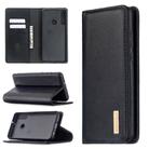 For Huawei Y6p 2 in 1 Detachable Magnetic Horizontal Flip Genuine Leather Case with Holder & Card Slots & Wallet(Black) - 1