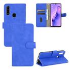 For OPPO A8 / A31 (2020) Solid Color Skin Feel Magnetic Buckle Horizontal Flip Calf Texture PU Leather Case with Holder & Card Slots & Wallet(Blue) - 1