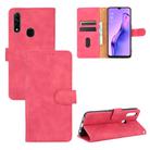 For OPPO A8 / A31 (2020) Solid Color Skin Feel Magnetic Buckle Horizontal Flip Calf Texture PU Leather Case with Holder & Card Slots & Wallet(Rose Red) - 1