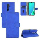 For OPPO A9 (2020) / A11 / A11X / A5 (2020) Solid Color Skin Feel Magnetic Buckle Horizontal Flip Calf Texture PU Leather Case with Holder & Card Slots & Wallet(Blue) - 1