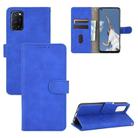 For OPPO A52 / A72 / A92 Solid Color Skin Feel Magnetic Buckle Horizontal Flip Calf Texture PU Leather Case with Holder & Card Slots & Wallet(Blue) - 1