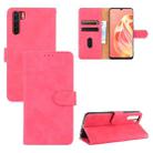 For OPPO A91 / F15 / Reno3(Southeast Asia Version) Solid Color Skin Feel Magnetic Buckle Horizontal Flip Calf Texture PU Leather Case with Holder & Card Slots & Wallet(Rose Red) - 1