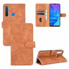 For OPPO Realme 5 Pro / Realme Q Solid Color Skin Feel Magnetic Buckle Horizontal Flip Calf Texture PU Leather Case with Holder & Card Slots & Wallet(Brown) - 1