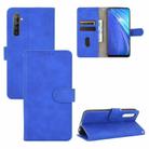 For OPPO Realme 6 Solid Color Skin Feel Magnetic Buckle Horizontal Flip Calf Texture PU Leather Case with Holder & Card Slots & Wallet(Blue) - 1