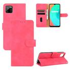 For OPPO Realme C11 Solid Color Skin Feel Magnetic Buckle Horizontal Flip Calf Texture PU Leather Case with Holder & Card Slots & Wallet(Rose Red) - 1