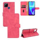 For OPPO Realme C15 Solid Color Skin Feel Magnetic Buckle Horizontal Flip Calf Texture PU Leather Case with Holder & Card Slots & Wallet(Rose Red) - 1