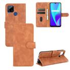 For OPPO Realme C15 Solid Color Skin Feel Magnetic Buckle Horizontal Flip Calf Texture PU Leather Case with Holder & Card Slots & Wallet(Brown) - 1