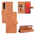 For OPPO Realme X50 Pro / X50 Pro 5G Solid Color Skin Feel Magnetic Buckle Horizontal Flip Calf Texture PU Leather Case with Holder & Card Slots & Wallet(Brown) - 1