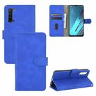 For OPPO Reno3 5G / Find X2 Lite Solid Color Skin Feel Magnetic Buckle Horizontal Flip Calf Texture PU Leather Case with Holder & Card Slots & Wallet(Blue) - 1