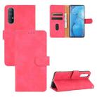 For OPPO Reno3 Pro 5G Solid Color Skin Feel Magnetic Buckle Horizontal Flip Calf Texture PU Leather Case with Holder & Card Slots & Wallet(Rose Red) - 1