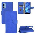 For OPPO Reno4 4G Solid Color Skin Feel Magnetic Buckle Horizontal Flip Calf Texture PU Leather Case with Holder & Card Slots & Wallet(Blue) - 1