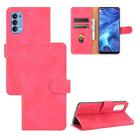 For OPPO Reno4 5G Solid Color Skin Feel Magnetic Buckle Horizontal Flip Calf Texture PU Leather Case with Holder & Card Slots & Wallet(Rose Red) - 1