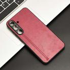 For Samsung Galaxy S25 5G Cow Pattern Sewing Card Bag Phone Case(Red) - 2