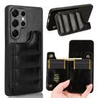 For Samsung Galaxy S25 Ultra 5G Cow Pattern Sewing Card Bag Phone Case(Black) - 1