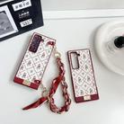 For Samsung Galaxy Z Fold4 Luck Flower Pattern TPU Phone Case With Strap(Red) - 2