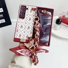 For Samsung Galaxy Z Fold4 Luck Flower Pattern TPU Phone Case With Strap(Red) - 3