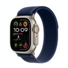 For Apple Watch 46mm / 49mm / 45mm / 44mm Trail Loop Nylon Watch Band(Blue + Natural Titanium Finish) - 1
