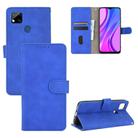 For Xiaomi Redmi 9C Solid Color Skin Feel Magnetic Buckle Horizontal Flip Calf Texture PU Leather Case with Holder & Card Slots & Wallet(Blue) - 1