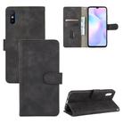 For Xiaomi Redmi 9A Solid Color Skin Feel Magnetic Buckle Horizontal Flip Calf Texture PU Leather Case with Holder & Card Slots & Wallet(Black) - 1