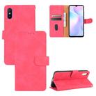 For Xiaomi Redmi 9A Solid Color Skin Feel Magnetic Buckle Horizontal Flip Calf Texture PU Leather Case with Holder & Card Slots & Wallet(Rose Red) - 1