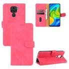 For Xiaomi Redmi Note 9 Solid Color Skin Feel Magnetic Buckle Horizontal Flip Calf Texture PU Leather Case with Holder & Card Slots & Wallet(Rose Red) - 1