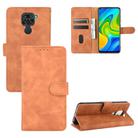 For Xiaomi Redmi Note 9 Solid Color Skin Feel Magnetic Buckle Horizontal Flip Calf Texture PU Leather Case with Holder & Card Slots & Wallet(Brown) - 1