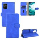For Xiaomi Mi 10 Lite Solid Color Skin Feel Magnetic Buckle Horizontal Flip Calf Texture PU Leather Case with Holder & Card Slots & Wallet(Blue) - 1