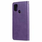 For Samsung Galaxy A21s 2 in 1 Solid Color Detachable PU Leather Case with Card Slots & Magnetic Holder & Photo Frame & Wallet & Strap(Purple) - 3