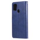 For Samsung Galaxy A21s 2 in 1 Solid Color Detachable PU Leather Case with Card Slots & Magnetic Holder & Photo Frame & Wallet & Strap(Blue) - 3