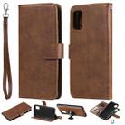 For Samsung Galaxy A41(EU Version) 2 in 1 Solid Color Detachable PU Leather Case with Card Slots & Magnetic Holder & Photo Frame & Wallet & Strap(Brown) - 1