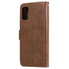 For Samsung Galaxy A41(EU Version) 2 in 1 Solid Color Detachable PU Leather Case with Card Slots & Magnetic Holder & Photo Frame & Wallet & Strap(Brown) - 3