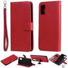 For Samsung Galaxy A41(EU Version) 2 in 1 Solid Color Detachable PU Leather Case with Card Slots & Magnetic Holder & Photo Frame & Wallet & Strap(Red) - 1