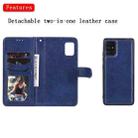 For Samsung Galaxy A51 5G 2 in 1 Solid Color Detachable PU Leather Case with Card Slots & Magnetic Holder & Photo Frame & Wallet & Strap(Blue) - 5