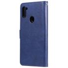 For Samsung Galaxy M11 / A11 2 in 1 Solid Color Detachable PU Leather Case with Card Slots & Magnetic Holder & Photo Frame & Wallet & Strap(Blue) - 3