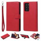 For Samsung Galaxy Note 20 2 in 1 Solid Color Detachable PU Leather Case with Card Slots & Magnetic Holder & Photo Frame & Wallet & Strap(Red) - 1