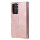 For Samsung Galaxy Note 20 2 in 1 Solid Color Detachable PU Leather Case with Card Slots & Magnetic Holder & Photo Frame & Wallet & Strap(Rose Gold) - 3