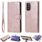 For Samsung Galaxy Note 20 Ultra 2 in 1 Solid Color Detachable PU Leather Case with Card Slots & Magnetic Holder & Photo Frame & Wallet & Strap(Rose Gold) - 1