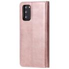 For Samsung Galaxy Note 20 Ultra 2 in 1 Solid Color Detachable PU Leather Case with Card Slots & Magnetic Holder & Photo Frame & Wallet & Strap(Rose Gold) - 3