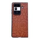 For Honor Magic V2 Impression Camellia Pattern Protective Phone Case(Brown) - 1