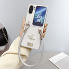 For OPPO Find N2 Flip Kirin Pattern Full Coverage Phone Case with Wrist Strap(White) - 2