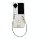 For OPPO Find N3 Flip Kirin Pattern Full Coverage Phone Case with Wrist Strap(White) - 1