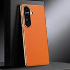 For Samsung Galaxy S25 5G Genuine Leather PC Phone Case(Orange) - 1