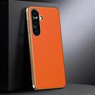 For Samsung Galaxy S24+ 5G Genuine Leather PC Phone Case(Orange) - 1